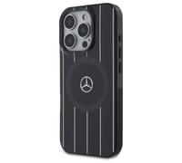 Étui Mercedes pour iPhone 16 Pro 6.3 noir étui rigide MB Double Layer Crossed Lines MagSafe
