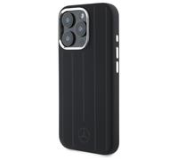 Étui Mercedes pour iPhone 16 Pro 6.3 noir étui rigide Silicone Vertical Tonal Stripes MagSafe