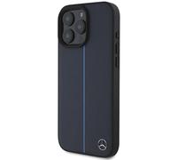 Étui Mercedes pour iPhone 16 Pro Max 6.9 bleu marine étui rigide MB Blue Line Leather MagSafe