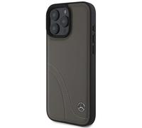 Étui Mercedes pour iPhone 16 Pro Max 6.9 marron étui rigide MB Curved Stitches Leather