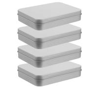 Étui Métallique Portable pour Patchs Anti-acné, Lot de 4, Argenté | Boîte Rectangulaire en Fer-blanc, Couvercle à Charnière Rabattable, Usage Quotidien, Voyage
