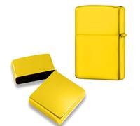Étui Métallique pour Briquet Compatible avec Zippo, Couvercle pour Briquet sans Insert pour Zippo (Jaune)