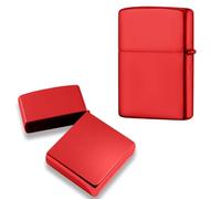Étui Métallique pour Briquet Compatible avec Zippo, Couvercle pour Briquet sans Insert pour Zippo (Rouge)