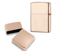 Étui Métallique pour Briquet, Couvercle pour Briquet sans Insert pour Zippo, Compatible avec Zippo, Idéal Cadeau pour Hommes Femmes Papa (Or Rose)