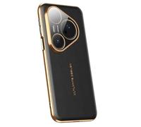 Étui Mince for Huawei Pura 80/80 Pro/80Pro +/80 Ultra, Étui De Protection De Caméra À Bord Plaqué De Luxe, Housse en Cuir Pleine Fleur Antichoc(Black,80)