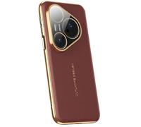 Étui Mince for Huawei Pura 80/80 Pro/80Pro +/80 Ultra, Étui De Protection De Caméra À Bord Plaqué De Luxe, Housse en Cuir Pleine Fleur Antichoc(Red,80 Pro+)