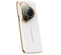 Étui Mince for Huawei Pura 80/80 Pro/80Pro +/80 Ultra, Étui De Protection De Caméra À Bord Plaqué De Luxe, Housse en Cuir Pleine Fleur Antichoc(White,80)