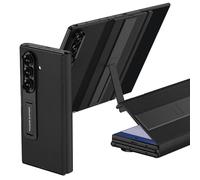 Étui Mince for Samsung Galaxy ZTriFold, Housse en Cuir De Protection De Charnière De Lentille D'écran Tout Compris avec Étui À Béquille Pliante(Black)
