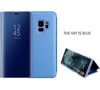 Étui Miroir À Rabat Compatible Samsung Galaxy S9 / S9 Plus - Ultra¿Mince Pu Cuir + Pc, Protection 360°, Support Intégré, Fonction Smart View (Wake/Sleep), Compatible Charge Sans Fil