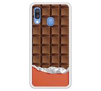 Étui mobile pour Samsung A20E de tablette Choco avec lait Beunique. Produit officiel. Coque mobile amusante. Chocolat. Fleurs patrons. Silicone Gel flexible