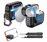 Étui MoKo pour AirPods Pro 1/2,Compatible avec MagSafe,Verrou de Sécurité et Support de Téléphone pour AirPods Pro 1/2,Coque de Protection à Ouverture Automatique et kit de Nettoyage
