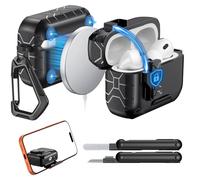 Étui MoKo pour AirPods Pro 3(2025),Compatible avec MagSafe,Verrou de Sécurité et Support de Téléphone pour AirPods Pro 3e Gén,Coque de Protection à Ouverture Automatique et kit de Nettoyage