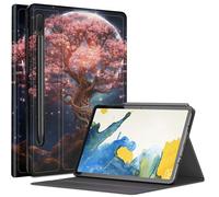 Étui Moon Cherry Blossom Tree pour Samsung Galaxy Tab S9 Plus/S9 FE Plus 5G 12,4" 2023, plusieurs angles de vue avec porte-stylo, mise en veille/réveil automatique pour Galaxy Tab S9+