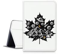 Étui motif feuille d'érable et univers pour iPad Pro 11" (modèle 2024, 5{^>e<^} génération), résistant aux chocs, en cuir synthétique, pliable, support réglable avec mise en veille/réveil automatique