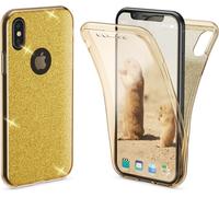 Étui NALIA 360 degrés pour Apple iPhone XS X Glitter Handy Cover Case Silikon Etui Gold