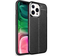 Étui NALIA aspect cuir pour iPhone 13 Pro, étui en silicone noir anti-traces de doigts anti-dérapant anti-choc