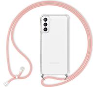 Étui NALIA avec chaîne pour Samsung Galaxy S22, étui transparent et cordon pour téléphone portable Rose