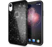 Étui NALIA pour iPhone XR, coque pour téléphone portable paillettes Ultra-Slim Silikon-Case Back-Cover Noir