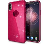 Étui NALIA pour iPhone XS Max, coque pour téléphone portable paillettes Ultra Slim Silikon Case Cover Rouge