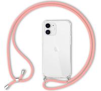Étui NALIA pour téléphone portable avec chaîne pour iPhone 12 mini, étui rigide cordon Coque rose