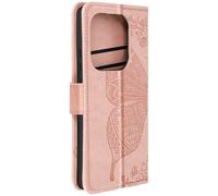Etui Papillon Mandala pour Redmi Note 13 Pro Portefeuille Dragonne Rose champagne