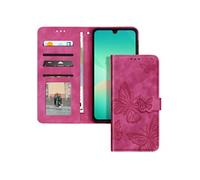 Etui Papillon pour Samsung Galaxy A26 Portefeuille et Support Vidéo Fuchsia
