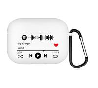 Étui personnalisé 2 Faces pour Apple AirPods Pro 3rd (2025), Housse Style Musique avec Code Spotify scannable, étui Cadeau personnalisé (Blanc)