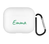 Étui personnalisé avec nom Compatible avec Apple AirPods 4, Couverture Souple Personnalisée avec Style d'écriture Manuscrite (Blanc)