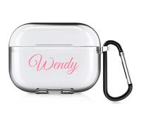 Étui personnalisé avec nom Compatible avec Apple AirPods Pro 2, Couverture Souple personnalisée avec Style d'écriture Manuscrite (Transparent)