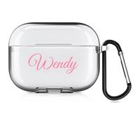 Étui personnalisé avec nom Compatible avec Apple AirPods Pro 3rd (2025), Couverture Souple personnalisée avec Style d'écriture Manuscrite (Transparent)