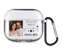 Étui personnalisé de Style Musical Compatible avec Apple AirPods 4, Couverture Souple personnalisée avec Votre Propre Image et Texte (Semi-Transparent)
