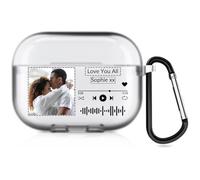 Étui personnalisé de Style Musical Compatible avec Apple AirPods Pro 3rd (2025), Couverture Souple personnalisée avec Votre Propre Image et Texte (Semi-Transparent)