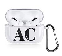 Etui Personnalisé en Caoutchouc Souple TPU Transparent avec Nom, Initiales, Texte, Faites Votre Propre Design pour AirPods - Marbre Noir et Blanc - pour AirPods Pro