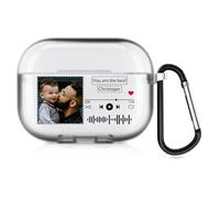 Étui personnalisé pour Apple AirPods Pro 3rd (2025), Housse de Protection de Style Musical avec Votre Texte et Votre Photo, étui Cadeau personnalisé avec Porte-clés (Semi-Transparent)