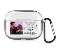 Étui personnalisé pour Apple AirPods Pro 3rd (2025), Housse de Protection de Style Musical avec Votre Texte et Votre Photo, étui Cadeau personnalisé avec Porte-clés (Transparent)
