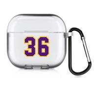 Étui personnalisé pour numéros et Noms Compatible avec Apple Air Pods 4, Couverture Souple personnalisée de Style Jersey Sport Art 2 Faces (Semi-Transparente)