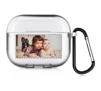 Étui Photo Personnalisé Compatible avec Les AirPods 3 d'Apple, Coque Souple Personnalisée avec Votre Propre Image et Texte (Semi-Transparent)