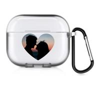 Étui Photo Personnalisé en Forme de Cœur Compatible avec Apple AirPods 4, Coque Souple Personnalisée avec Votre Propre Image (Semi-Transparente)