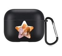 Étui Photo Personnalisé en Forme d'Étoile Compatible avec Apple AirPods 4, Coque Souple Personnalisée avec Votre Propre Image (Noir)