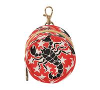 Étui plat pour tétine de bébé avec fermeture éclair et clip Motif scorpions et étoiles Rouge/blanc