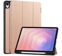 Étui Pliable en Cuir PU for Tablette Samsung Tab S11 5G SM-X730 SM-X736B 2025, avec Coque arrière Souple en TPU et Porte-Stylet.(Rose Gold,S11 SM-X730)