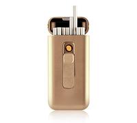 Étui portable 2 en 1 pour 20 cigarettes fines 100s 100mm avec briquet électrique USB sans flamme résistant au vent et rechargeable (Noir)
