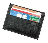 Etui porte carte de crédit Cuir Véritable, compact, plat, slim, 2 côtés - 6 Cartes - Billets - Homme - Femme -Noir-LOLUNA®