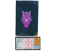Pochette Etui protection porte carte grise papier voiture permis de conduire hibou Noir