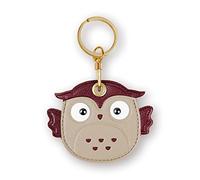 Étui porte-clés en cuir compatible avec Apple AirTag, GPS Airtag avec porte-clés, coque de protection anti-rayures pour clés, portefeuille (hibou kaki)