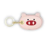 Étui Porte-clés en Cuir Compatible avec Apple AirTag, GPS Airtag Keychain Finder Tracker avec Porte-clés, Coque de Protection Anti-Rayures pour clés, Portefeuille (Cochon)
