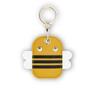 Étui porte-clés en cuir compatible avec Apple AirTag, GPS Airtag Keychain Finder Tracker avec porte-clés, coque de protection anti-rayures pour clés, portefeuille (abeille)