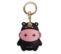 Étui porte-clés en cuir compatible avec Apple AirTag, GPS Airtag Keychain Finder Tracker avec porte-clés, coque de protection anti-rayures pour clés, portefeuille (vache noire)