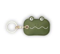 Étui porte-clés en cuir compatible avec Apple AirTag, GPS Airtag Keychain Finder Tracker avec porte-clés, coque de protection anti-rayures pour clés, portefeuille (grenouille)