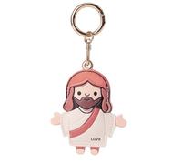 Étui Porte-Clés en Cuir, Jolie Housse de Protection Compatible avec Airtag Traceur GPS Anti-Rayures pour Clés Sac à Dos Portefeuille (Style Jésus)